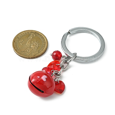 Porte-clés en forme de cœur en forme de cloche en laiton peint pour la Saint-Valentin(KEYC-JKC00526)-3