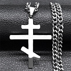 Russian Orthodox Cross 201 Stainless Steel Pendant Twisted Chain Necklaces, Non-Tarnish, Stainless Steel Color, 19.69 inch(50cm), Pendant: 46x35mm(NJEW-C104-01B-P)