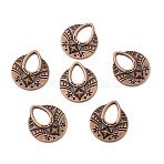 Tibetan Style Links, Chandelier Components, Alloy, Cadmium Free and Lead Free and Nickel Free, Flat Round, Red Copper Color, Size: about 25mm long, 22.5mm wide, 1mm thick, hole: 12.5mm, 320pcs/1000g(TIBEP-EA456YKG-R-FF)