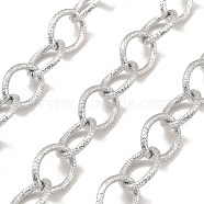 Aluminium Cable Chains, Texture, Unwelded, with Spool, Platinum, 18x14x2mm, about 32.81 Feet(10m)/Roll(CHA-C002-08P)