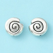 Tibetan Style Alloy Snail Shell Beads, Cadmium Free & Lead Free, Antique Silver, 14x13.5x7mm, Hole: 1mm, about 290pcs/1000g(TIBEB-5570-AS-LF)