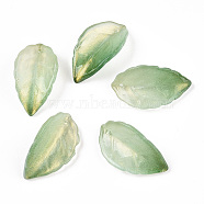 Baking Painted Transparent Glass Petal Beads, Fairy Green, Leaf, Lime Green, 23x12.5x5mm, Hole: 0.9mm, about 980~1000pcs/set(DGLA-N004-08)