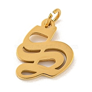 Ion Plating(IP) 304 Stainless Steel Charms, Laser Cut, Golden, Letter Charm, Letter S, 15x12.5x1.5mm, Hole: 3mm(STAS-I010-01G-S)