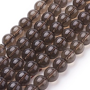 Natural Smoky Quartz Beads Strands, Round, 8mm, Hole: 1mm, about 23pcs/strand, 7.5 inch(G-C175-8mm-1)