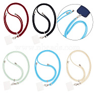 AHADERMAKER 5 Sets 5 Colors Adjustable Nylon Phone Lanyards for Around The Neck, Crossbody Patch Phone Lanyard, with Plastic & Iron Holder, Mixed Color, 150cm, 1 set/color(AJEW-GA0005-50)