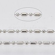 Brass Ball Chains, Ball & Bar Faceted Beaded Chains, Long-Lasting Plated, Soldered, with Spool, Cadmium Free & Nickel Free & Lead Free, Platinum, 1.8x1mm and 1mm, about 301.83 Feet(92m)/roll(CHC-S008-010F-P)