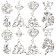 16Pcs 8 Style 304 & 201 Stainless Steel Pendants, Trinity Knot & Butterfly & Fox, Stainless Steel Color, 15.5~31.5x14~25.5x2~2.5mm, Hole: 2~2.5mm, 2pcs/style(STAS-SC0005-12)
