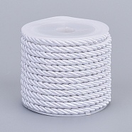 Polyester Cord, Twisted Cord, White, 3mm, about 5.46 yards(5m)/roll(OCOR-L041-3mm-16)
