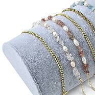 Wood Covered with Velvet Half Round Jewelry Bracelet Displays, Half Moon Bracelet Display Ramp, Gainsboro, 21x12x7cm(BDIS-YW0001-02)