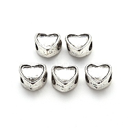 Tibetan Style Alloy European Beads Settings for Enamel, Large Hole Beads, Cadmium Free & Lead Free, Heart, Antique Silver, 9x10x6mm, Hole: 4mm(X-TIBE-N006-98AS-LF)