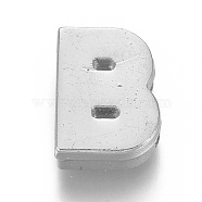 Alloy Slide Charms, Letter B, 12.5x9x4mm, Hole: 1.5x8mm(PALLOY-WH0069-02B-P)