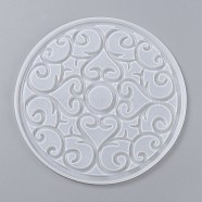 DIY Coaster Silicone Molds, Resin Casting Molds, For DIY UV Resin, Epoxy Resin Craft Making, Round with Floral Pattern, White, 200x7mm, Inner Diameter: 195mm(DIY-Z005-02)