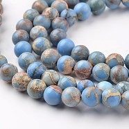 Natural Imperial Jasper Beads Strands, Round, Dyed, Cornflower Blue, 8mm, Hole: 1mm, about 48pcs/strand, 15.7 inch(X-G-I122-8mm-13)