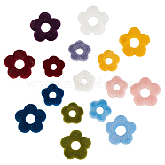 32Pcs 16 Style Velvet Beads, Flower, Mixed Color, 20x4mm, Hole: 1.2mm, 15x4mm, Hole: 1mm, 2Pcs/style(FIND-AR0002-20)