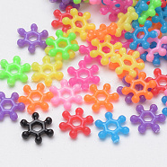 Acrylic Beads, Snowflake, Mixed Color, 8x7x2mm, Hole: 1.5mm, about 2500pcs/50g(X-MACR-S272-02)