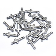 Brass Links connectors, Lead Free & Cadmium Free & Nickel Free, Sideways Cross, Gunmetal, 13.5x5x1.5mm, Hole: 0.8mm(KK-P155-70B-NR)