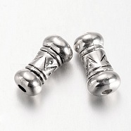 Carved CCB Plastic Tube Beads, Antique Silver, 15x6.5mm, Hole: 2mm(CCB-F003-01AS)