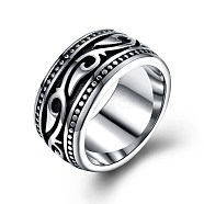 Men's Stainless Steel Finger Rings, Wide Band Ring, Size 10, Antique Silver, 19.8mm(RJEW-BB29955-10)