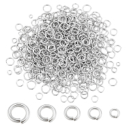 1000Pcs 5 Styles 304 Stainless Steel Open Jump Rings, Stainless Steel Color, 18~20 Gauge, 4~8x0.8~1mm, Inner Diameter: 2.5~6mm, 200pcs/style(STAS-GA0001-62)