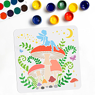 PET Hollow Out Drawing Painting Stencils, for DIY Scrapbook, Photo Album, Mushroom Pattern, 300x300mm(DIY-WH0402-048)