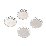 316 Surgical Stainless Steel Cabochon Tray Settings, Lace Edge Bezel Cups, Flat Round, Stainless Steel Color, 16.5x3mm(STAS-I187-01H-P)