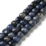 Natural Sodalite Beads Strands, Faceted, Cube, 4.5~5x5~5.5x5~5.5mm, Hole: 1.2mm, about 74~77pcs/strand, 14.88~15.04 inch(37.8~38.2cm)(G-G005-B03-01)