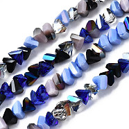 Electroplate Glass Beads Strands, Triangle, Cornflower Blue, 3.5x6x4.5mm, Hole: 1mm, about 100pcs/strand, 13.39''(34cm)(EGLA-N002-06F)