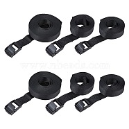 SUPERFINDINGS 6Pcs 3 Style Nylon Fixed Strap, with Zinc Alloy Clasps, Flat, Black, 2000~5000x25~25.5mm, 2pcs/style(AJEW-FH0002-16)