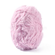 Polyester & Nylon Yarn, Imitation Fur Mink Wool, For Knitting Soft Coat, Pink, 20x0.5mm(YCOR-H002-03)