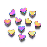 Rack Plating Rainbow Color Alloy Beads, Cadmium Free & Nickel Free & Lead Free, Heart, 5.5x6.5x3mm, Hole: 1.2~1.4mm(PALLOY-S180-340)