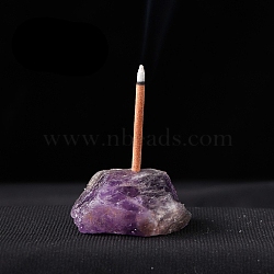 Natural Raw Amethyst Incense Holder, Reiki Energy Stone Display Decoration, for Healing Meditation, Nugget, 40~60mm(PW-WG14720-17)