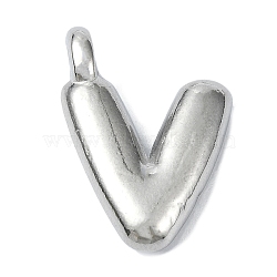 Anti-Tarnish 304 Stainless Steel Pendants, Letter Charm, Letter V, 19x14x4mm, Hole: 1.6mm(STAS-U033-02P-V)