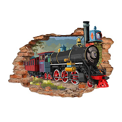 PVC Wall Stickers, Wall Decoration, Train Pattern, 1060x350mm(DIY-WH0228-668)