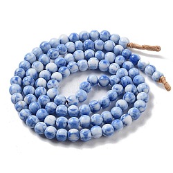 Handmade Lampwork Beads, Round, Cornflower Blue, 7x6.5mm, Hole: 1.5mm, about 103pcs/strand, 25.71''(65.3cm)(LAMP-Z008-03B)