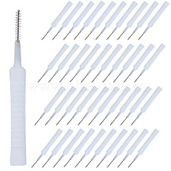 Small Plastic Bathroom Shower Head Hole Cleaning Brush, Multi-Use Nozzle Cleaner, for Keyboard Phone, Snow, 64x78x2.5mm, 10pcs/set(FIND-WH0152-10)