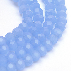 Imitation Jade Glass Bead Strands, Faceted(32 Facets) Round, Cornflower Blue, 8mm, Hole: 1mm, about 72pcs/strand, 21.2 inch(X-GLAA-R166-8mm-03D)