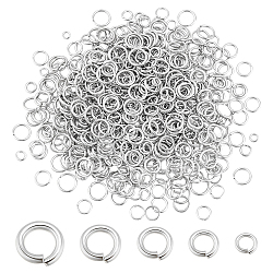 1000Pcs 5 Styles 304 Stainless Steel Open Jump Rings for Chainmaille Weaves, Stainless Steel Color, 18~20 Gauge, 4~8x0.8~1mm, Inner Diameter: 2.5~6mm, 200pcs/style(STAS-GA0001-62)