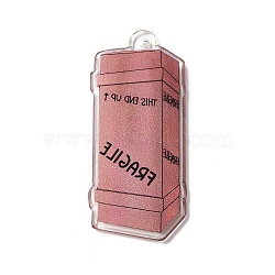 Acrylic Pendants, Box, Indian Red, 49.5x21.5x2.5mm, Hole: 1.8mm(SACR-E011-05A)