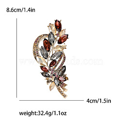 Alloy Brooches, Rhinestone Pin, Jewely for Women, Ear of Wheat, Brown, 86x40mm(PW-WG15891-02)