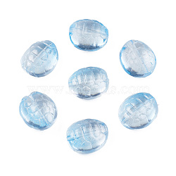 Transparent Spray Painted Glass Beads, Tortoise, Light Sky Blue, 12x11x7mm, Hole: 1mm(GLAA-N035-022-C05)