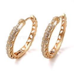 Brass Micro Pave Cubic Zirconia Hoop Earrings, Hollow Horse Eye, Light Gold, 26x27x4mm(EJEW-M238-58KCG)