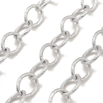 Aluminium Cable Chains, Texture, Unwelded, with Spool, Platinum, 18x14x2mm, about 32.81 Feet(10m)/Roll