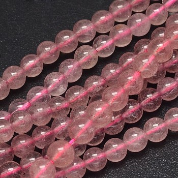 Round Natural Strawberry Quartz Beads Strands, Grade AB+, 6mm, Hole: 1mm, about 64pcs/strand, 15.7 inch