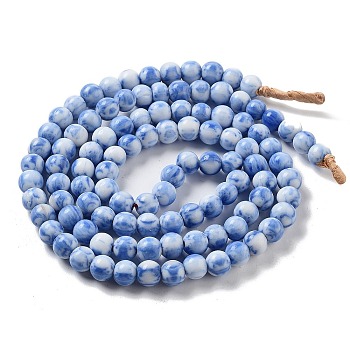 Handmade Nepalese Lampwork Beads, Round, Cornflower Blue, 7x6.5mm, Hole: 1.5mm, about 103pcs/strand, 25.71''(65.3cm)