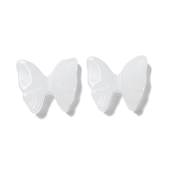 Glass Cabochons, Butterfly, White, 16x17.5x4mm