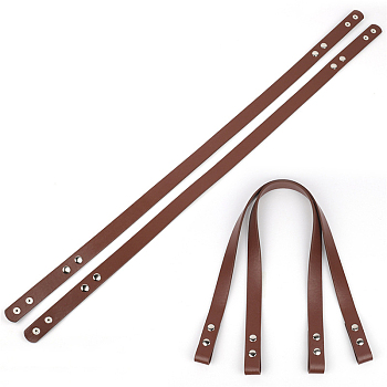 PU Leather Bag Straps, with Metal Snap Button, for Bag Replacement Accessories, Coconut Brown, 56~70x0.2cm