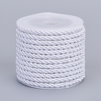 Polyester Cord, Twisted Cord, White, 3mm, about 5.46 yards(5m)/roll