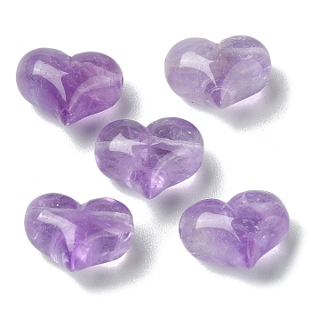 Natural Amethyst Beads, Heart, 14~14.5x18x10.5~11mm, Hole: 1mm