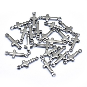 Brass Links connectors, Lead Free & Cadmium Free & Nickel Free, Sideways Cross, Gunmetal, 13.5x5x1.5mm, Hole: 0.8mm