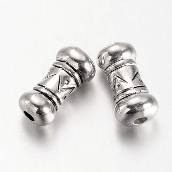 Carved CCB Plastic Tube Beads, Antique Silver, 15x6.5mm, Hole: 2mm